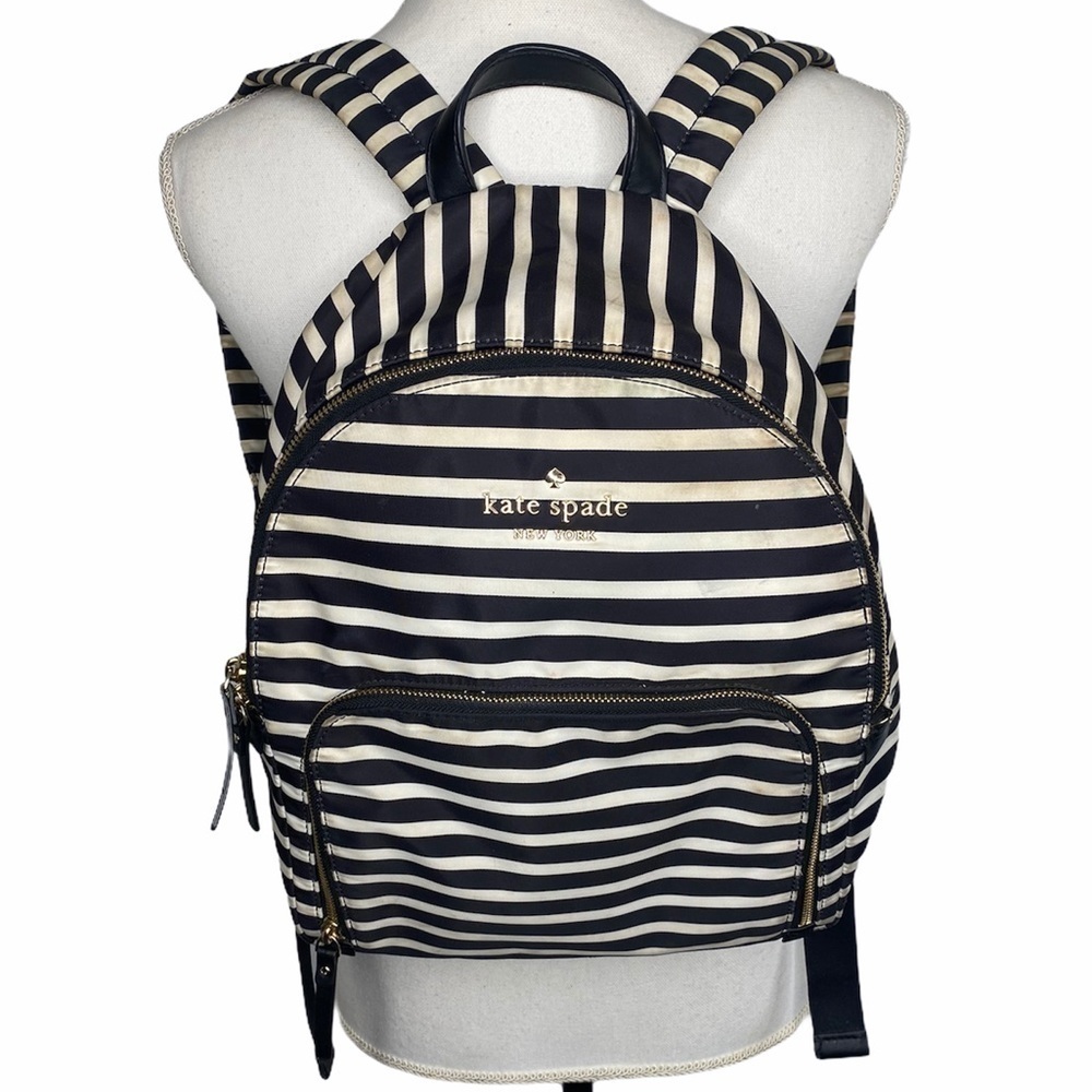 Kate Spade Black & White Striped Backpack